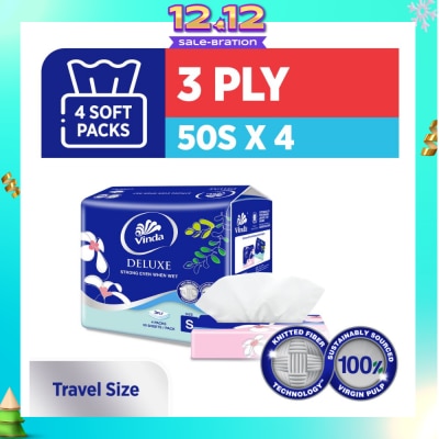 VINDA Deluxe Strong Even When Wet 3-Ply Sheet Travel Size 50s x 4