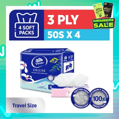 VINDA Deluxe Strong Even When Wet 3-Ply Sheet Travel Size 50s x 4