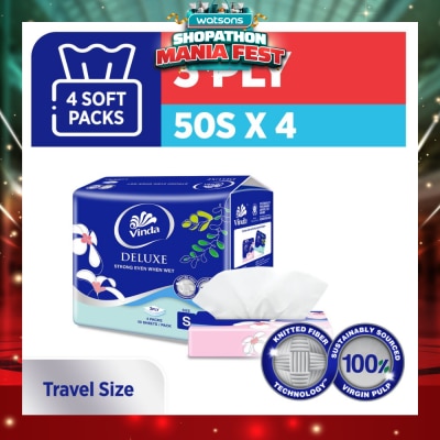 VINDA - Deluxe Strong Even When Wet 3-Ply Sheet Travel Size 50s x 4