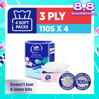 VINDA Deluxe Strong Even When Wet 3-Ply Soft Pack Set 50s x 4