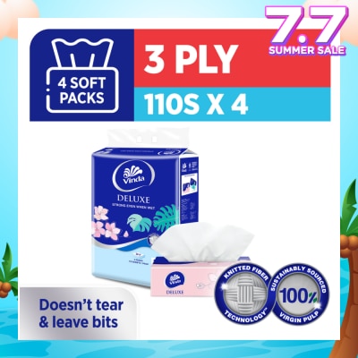 VINDA Deluxe Strong Even When Wet 3-Ply Soft Pack Set 50s x 4