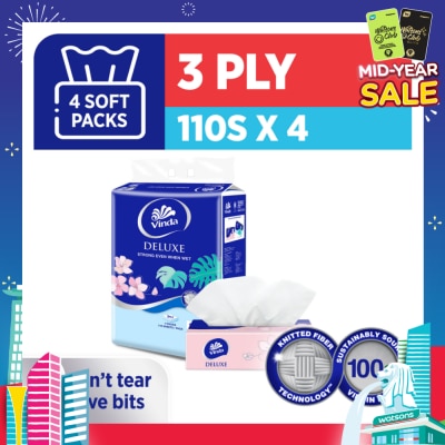 VINDA Deluxe Strong Even When Wet 3-Ply Soft Pack Set 50s x 4