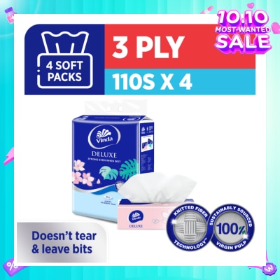 VINDA Deluxe Strong Even When Wet 3-Ply Soft Pack Set 50s x 4