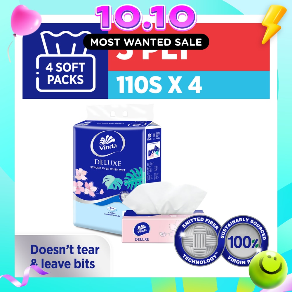 Deluxe Strong Even When Wet 3 Ply Soft Pack Set 50s x 4 image