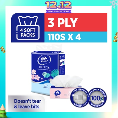 VINDA Deluxe Strong Even When Wet 3-Ply Soft Pack Set 50s x 4