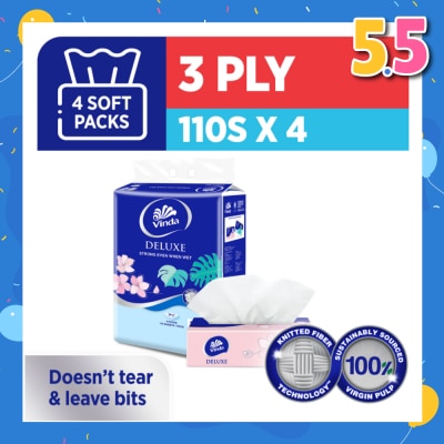 VINDA Deluxe Strong Even When Wet 3-Ply Soft Pack Set 50s x 4