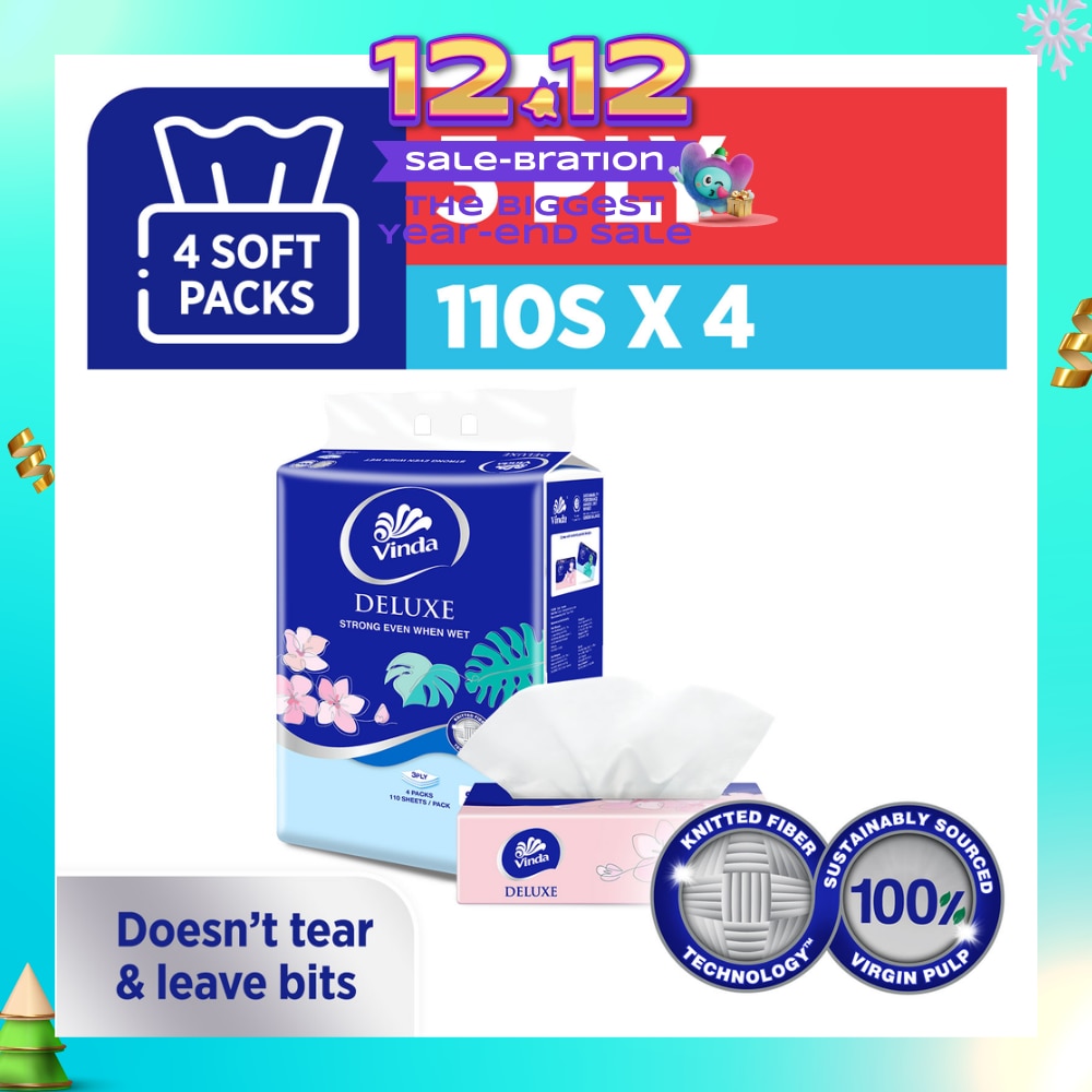 Deluxe Strong Even When Wet 3-Ply Soft Pack Set 50s x 4