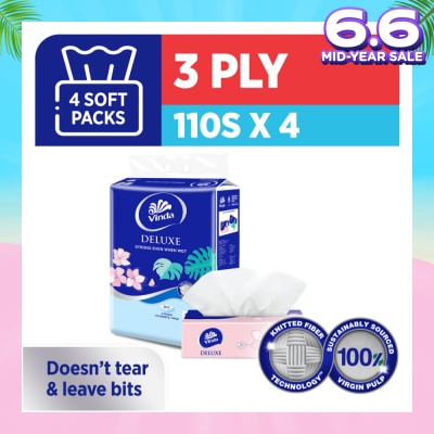 VINDA Deluxe Strong Even When Wet 3-Ply Soft Pack Set 50s x 4