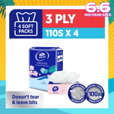 VINDA Deluxe Strong Even When Wet 3-Ply Soft Pack Set 50s x 4