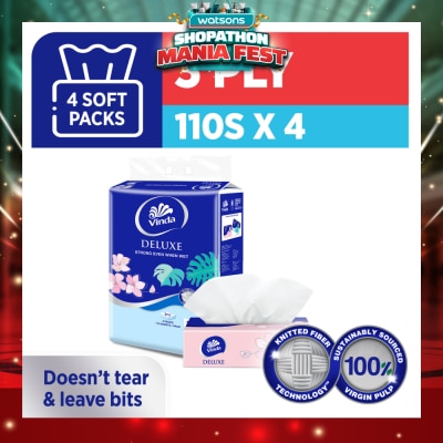 VINDA - Deluxe Strong Even When Wet 3-Ply Soft Pack Set 50s x 4