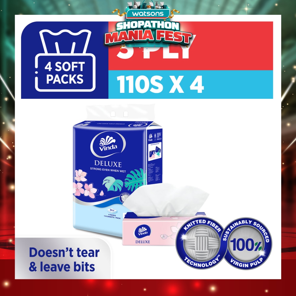 Deluxe Strong Even When Wet 3-Ply Soft Pack Set 50s x 4