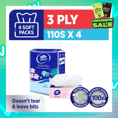 VINDA Deluxe Strong Even When Wet 3-Ply Soft Pack Set 50s x 4