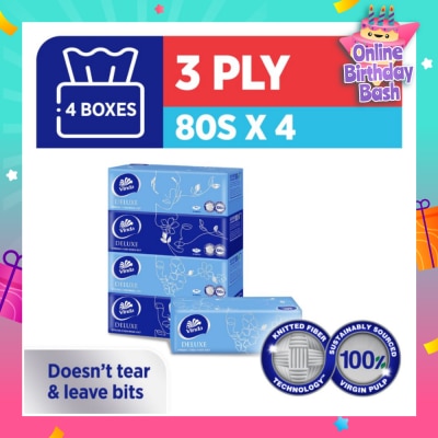 VINDA Deluxe Strong Even When Wet 3-Ply Boxes 80s x 4