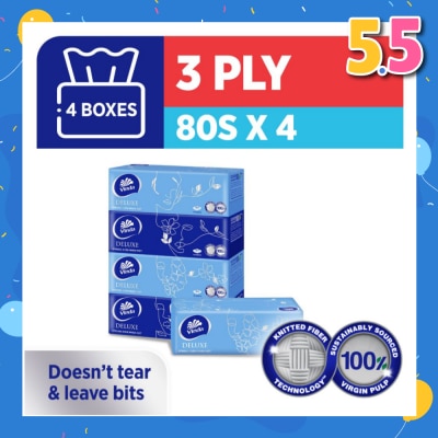 VINDA Deluxe Strong Even When Wet 3-Ply Boxes 80s x 4