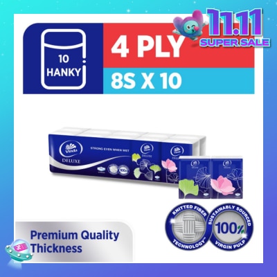 VINDA Deluxe Strong Even When Wet 4-Ply Hanky 8s x 10