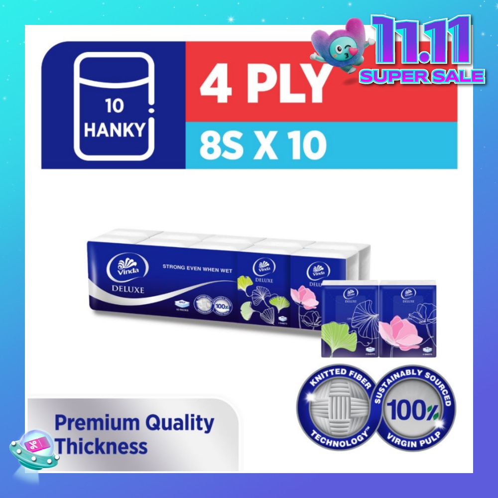 Deluxe Strong Even When Wet 4-Ply Hanky 8s x 10