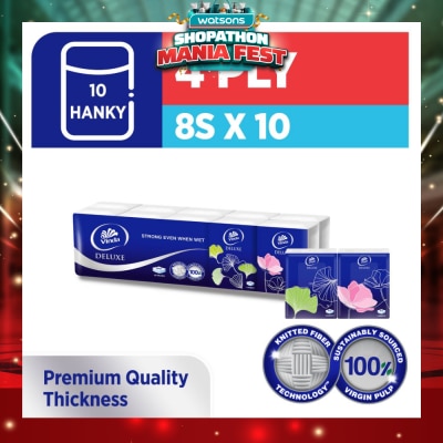 VINDA - Deluxe Strong Even When Wet 4-Ply Hanky 8s x 10