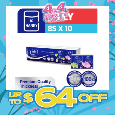 VINDA - Deluxe Strong Even When Wet 4-Ply Hanky 8s x 10