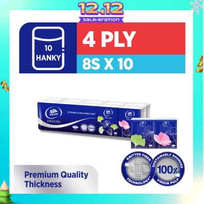 VINDA Deluxe Strong Even When Wet 4-Ply Hanky 8s x 10