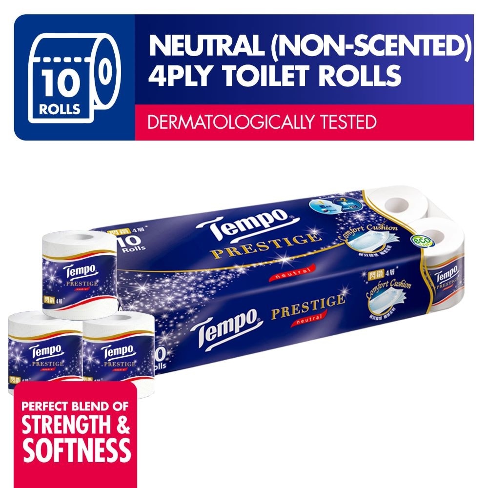 Prestige Neutral Comfort Cushion Non-Scented 4Ply Toilet Rolls 10s