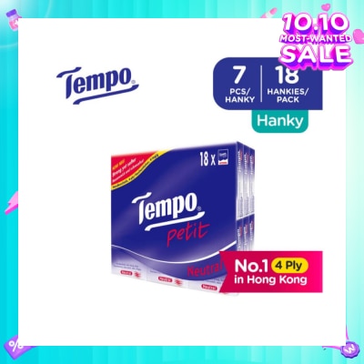 TEMPO Petit Neutral 4-Ply Handkerchiefs Packset 7s x 18