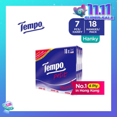 TEMPO Petit Neutral 4-Ply Handkerchiefs Packset 7s x 18