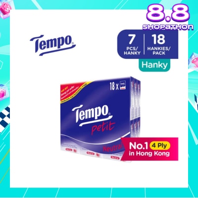 TEMPO Petit Neutral 4-Ply Handkerchiefs Packset 7s x 18