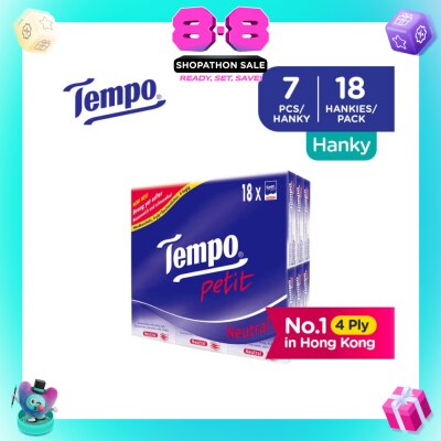 TEMPO - Petit Neutral 4-Ply Handkerchiefs Packset 7s x 18