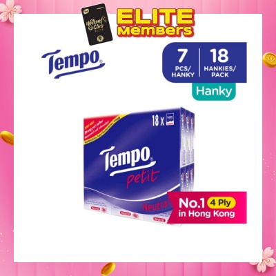 TEMPO Petit Neutral 4-Ply Handkerchiefs Packset 7s x 18