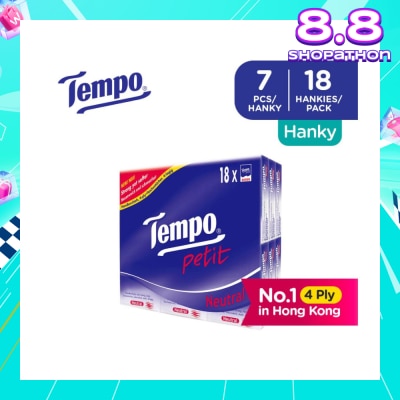 TEMPO Petit Neutral 4-Ply Handkerchiefs Packset 7s x 18