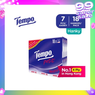 TEMPO Petit Neutral 4-Ply Handkerchiefs Packset 7s x 18