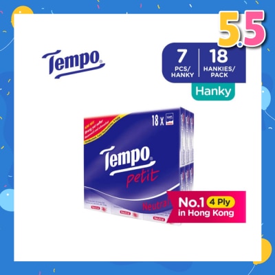 TEMPO Petit Neutral 4-Ply Handkerchiefs Packset 7s x 18
