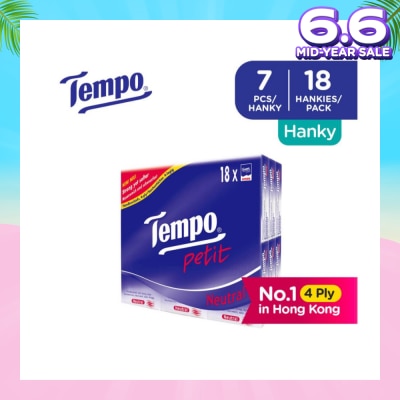 TEMPO Petit Neutral 4-Ply Handkerchiefs Packset 7s x 18