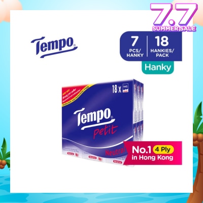 TEMPO Petit Neutral 4-Ply Handkerchiefs Packset 7s x 18