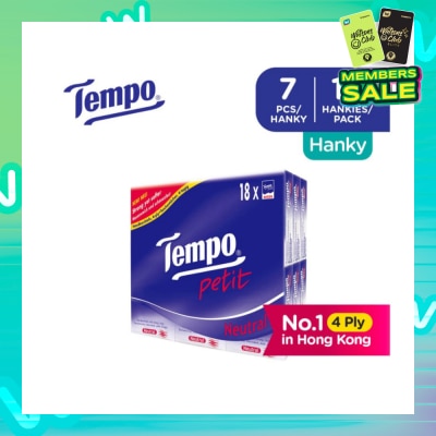TEMPO Petit Neutral 4-Ply Handkerchiefs Packset 7s x 18