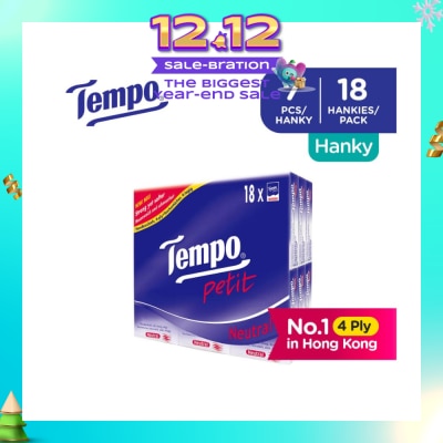 TEMPO Petit Neutral 4-Ply Handkerchiefs Packset 7s x 18