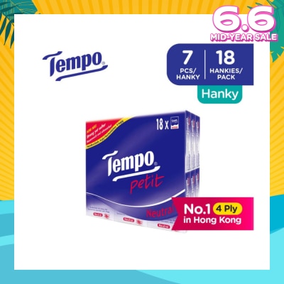 TEMPO Petit Neutral 4-Ply Handkerchiefs Packset 7s x 18