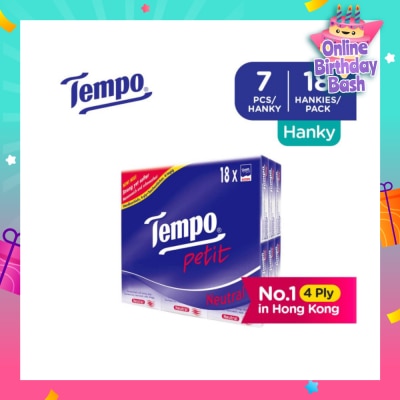 TEMPO Petit Neutral 4-Ply Handkerchiefs Packset 7s x 18
