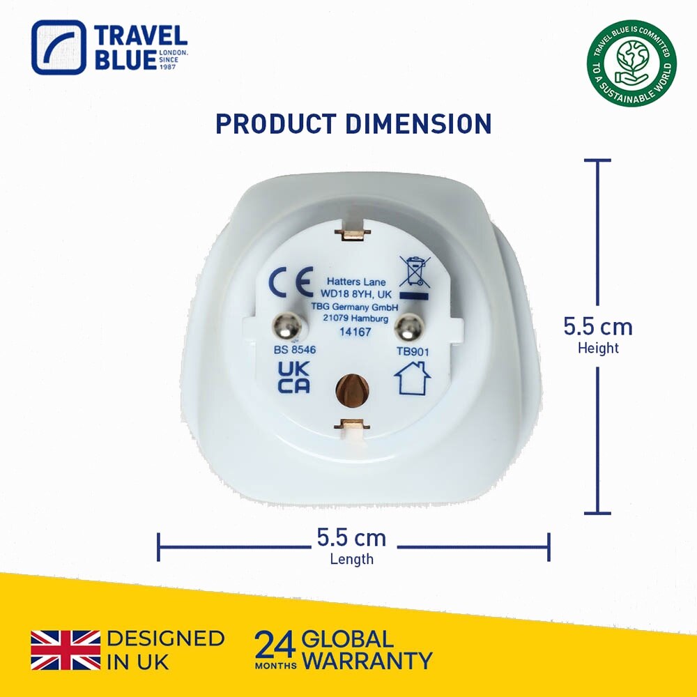 TRAVEL BLUE TB901 World To Europe Travel Adaptor 1s | Travel