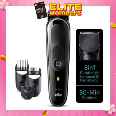 BRAUN All-In-One Series 3 8-In-1 Curated Kit MGK3441 (For Beard, Hair, Ear & Nose Trimmer) 1s