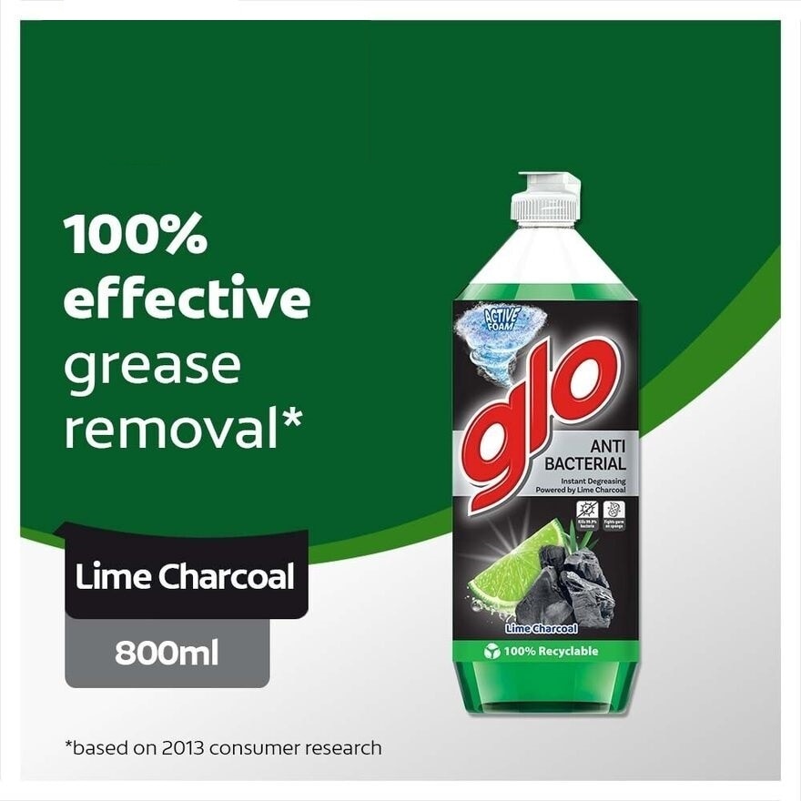 Anti Bacterial Dishwashing Liquid Lime Charcoal (To Wash Out Greasy Stains) 800ml