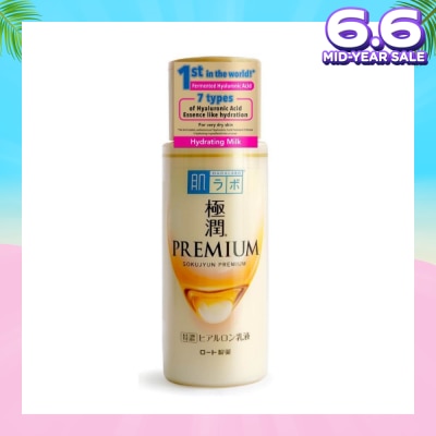 HADA LABO Premium Hydrating Milk (Milk Type Moisturizer With 7 Types Of Hyaluronic Acid For Dry & Dehydrated Skin) 140ml
