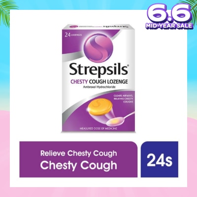 STREPSILS Lozenges Soothing Relief for Sore Throat Chesty Cough 24s
