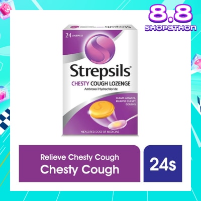 STREPSILS Lozenges Soothing Relief for Sore Throat Chesty Cough 24s