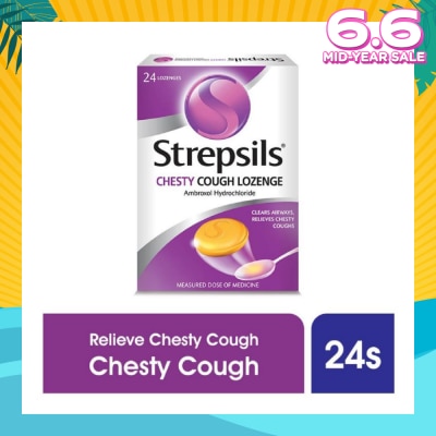 STREPSILS Lozenges Soothing Relief for Sore Throat Chesty Cough 24s