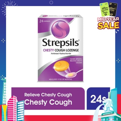 STREPSILS Lozenges Soothing Relief for Sore Throat Chesty Cough 24s