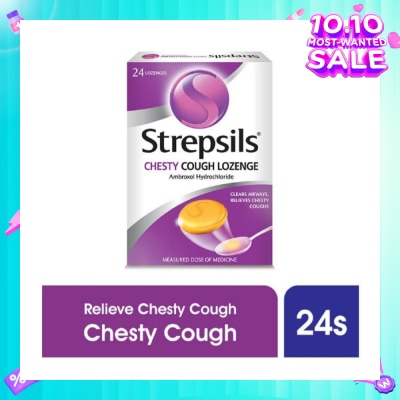 STREPSILS Lozenges Soothing Relief for Sore Throat Chesty Cough 24s