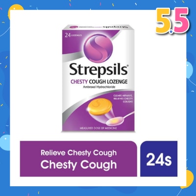 STREPSILS Lozenges Soothing Relief for Sore Throat Chesty Cough 24s