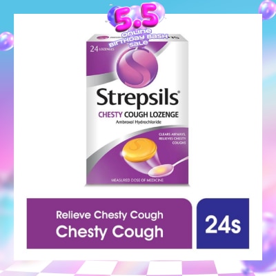 STREPSILS - Lozenges Soothing Relief for Sore Throat Chesty Cough 24s