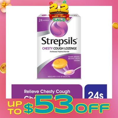 STREPSILS Lozenges Soothing Relief for Sore Throat Chesty Cough 24s